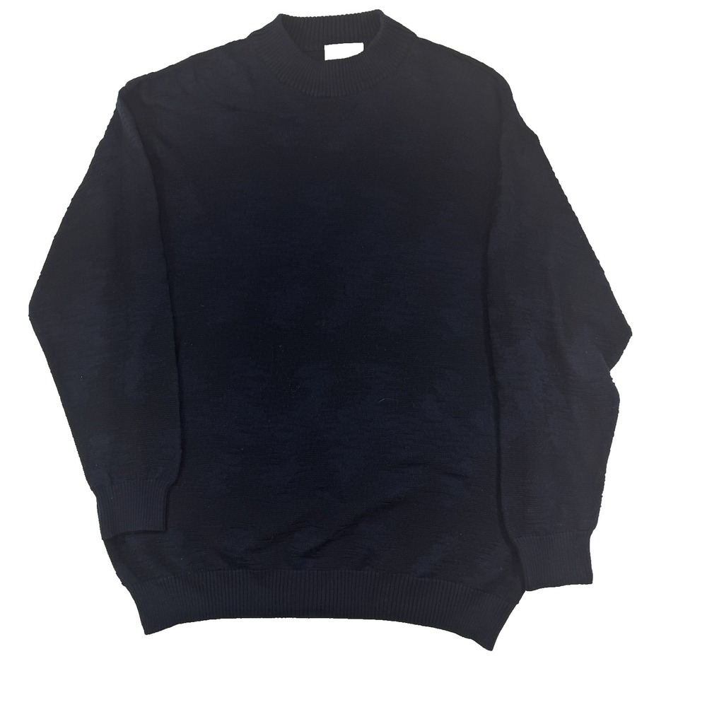 Lazo Merino Wool Sweater 56 Italy 46 US XL blue crew Preppy Classic Textured